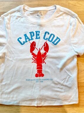 Cape Cod Cropped Graphic Tee with Red Lobster - Medium